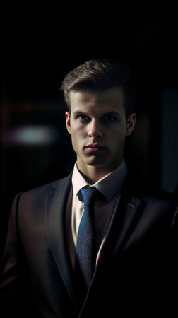 Frustrated young businessman shrugs shoulders in puzzlemenent keeps mouth widely opened dressed formally being dissatisfied with negotiations and agreements conditions ex : Generative AIの素材