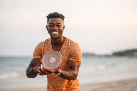 People lifestyle travel and tourism concept Handsome cheerful young black European man holding paper map looking for tourist destination while traveling abroad alone duri : Generative AIの素材