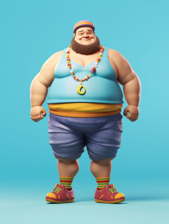 Photo of greedy fat man looks above surprisingly raises dumbbells poses with products goes in for sport being crazy food lover tries to lose weight and be fit Healthy lif : Generative AIの素材