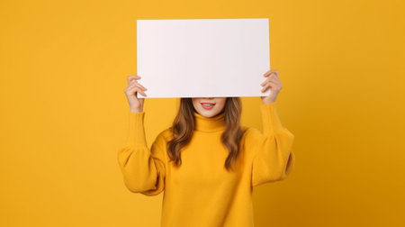 Surprised European fashionable woman has slice of pizza looks at camera dressed in oversized shirt surprised with very nice taste isolated over yellow background People a : Generative AIの素材