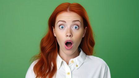 Puzzled and clueless young redhead woman with arms out shrugging her shoulders saying who cares so what I dont know Negative human emotions facial expressions life percep : Generative AIの素材