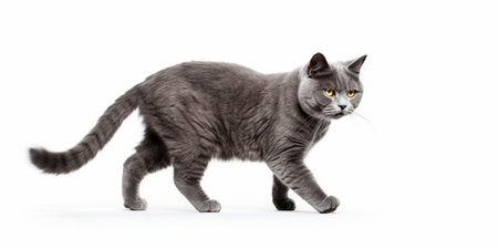 Beautiful grey cat isolated on a white : Generative AIの素材