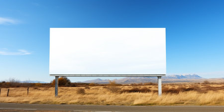 Blank white billboard against the blue sky : Generative AIの素材