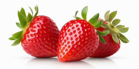 Juicy Strawberry with half sliced isolated on white background. : Generative AIの素材