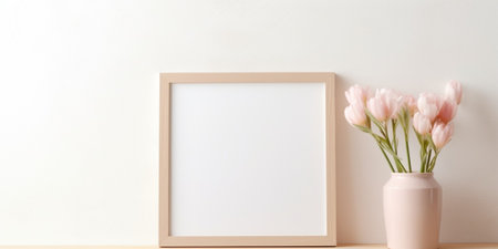 Mockup frame in interior background, room in light pastel colors, Scandi-Boho style : Generative AIの素材