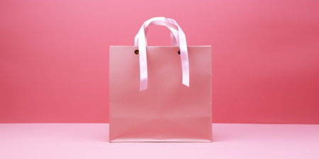 Paper shopping bag on pink background. Shopping sale delivery concept : Generative AIの素材