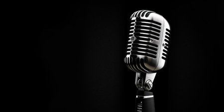 Retro style microphone isolated on white background : Generative AIの素材