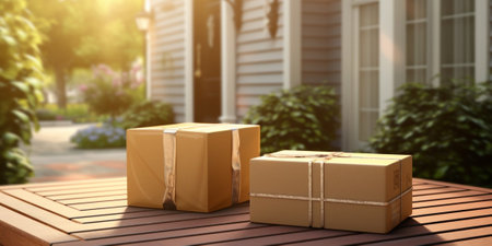 Packages on porch from online shopping : Generative AIの素材
