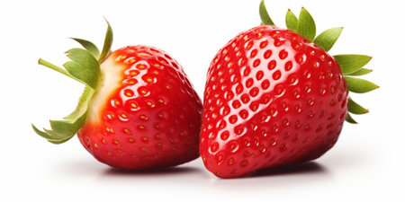 Juicy Strawberry with half sliced isolated on white background. : Generative AIの素材