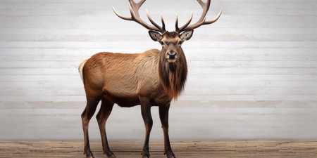 Red deer stag in front of a white background, remasterized : Generative AIの素材