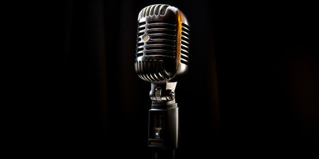 Retro style microphone isolated on white background : Generative AIの素材