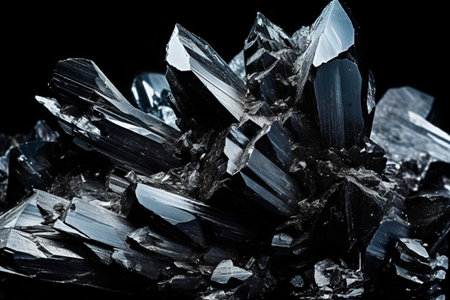 Black quartz crystals, isolate on white background . Geology, mineralogy. : Generative AIの素材