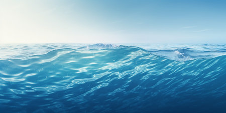 Gentle soothing silky flowing natural ocean water movement. Abstract background motion blur. Serene and peaceful deep blue sea in nature. : Generative AIの素材