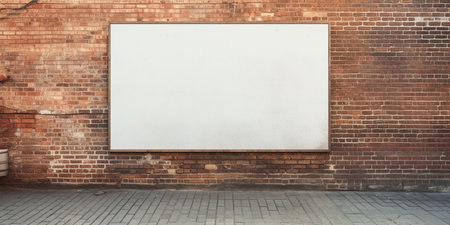blank street advertising billboard stuck on brick wall : Generative AIの素材