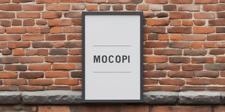 Poster mockup on an old brick street building wall. Clean, isolated paper for advertising presentation : Generative AIの素材