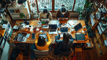 Group of business people working together in modern office. Teamwork concept.の素材