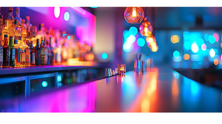 Bartender counter in the bar. Blurred background. 3d renderingの素材