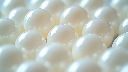 Close-up of a group of white balls. Abstract background.の素材