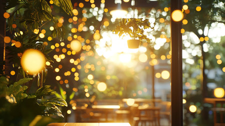 Coffee shop with bokeh light background, stock photoの素材