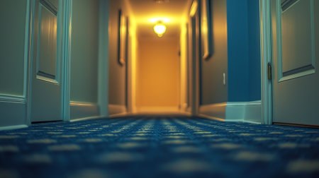 Interior of a corridor in a hotel. 3D rendering.の素材