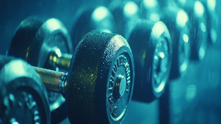 dumbbells in the gym, fitness and healthy lifestyle conceptの素材