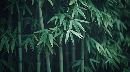 Green bamboo leaves in the forest. Natural background. Close up.の素材