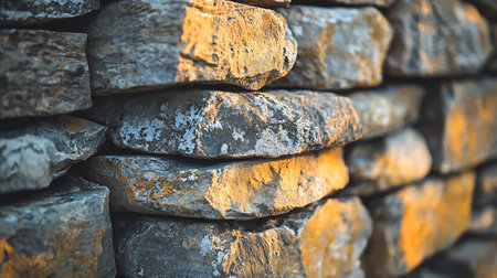 Background of stone wall texture. Close-up. Selective focus.の素材