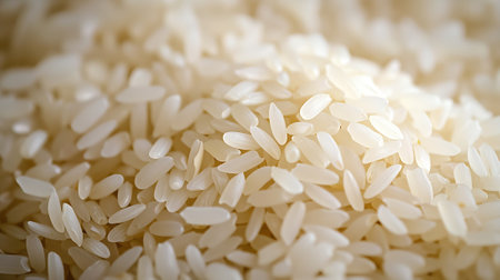 Close up of white rice background. Selective focus and shallow depth of field.の素材