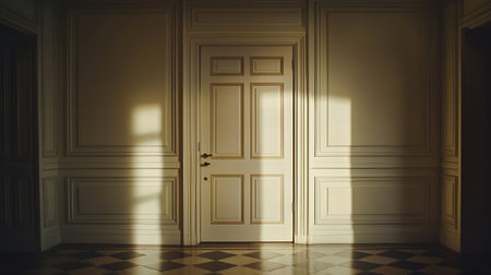 The interior of the room with a classic door. 3d renderingの素材