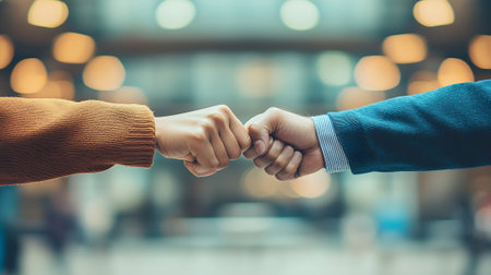 Close up of business people shaking hands in office. Business concept.の素材