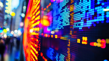 Display of Stock market quotes on LED display. Selective focus.の素材