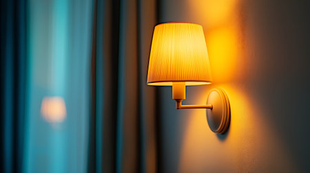 Lamp on the wall in the hotel room. Selective focus.の素材