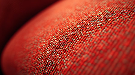 Close up of red fabric texture with shallow depth of field. Selective focus.の素材