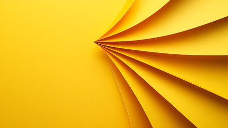 Abstract background of curved paper sheets in yellow colors. Copy space.の素材