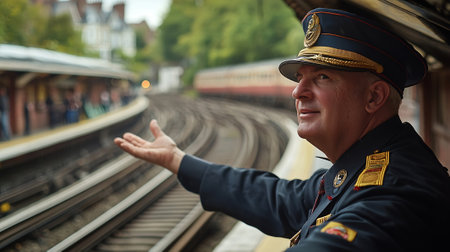 Train conductor in Stockholm stationの素材