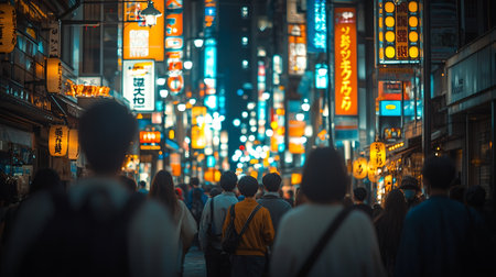 Shibuya district in Tokyo, Japan. Tokyo is the capital of Japan and the most populous metropolitan area in the worldの素材