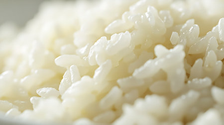 close up of rice in a white bowl with shallow depth of fieldの素材