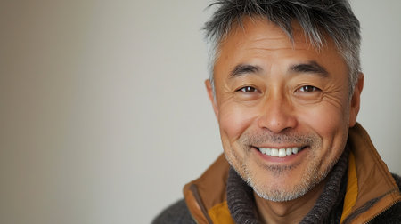 Portrait of a happy senior man smiling at the camera with copy spaceの素材