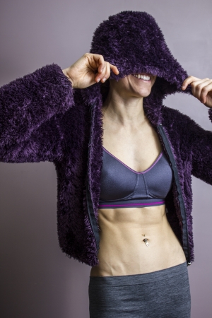 Athletic young woman with toned absの写真素材