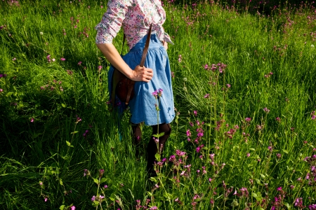 Young woman in meadowの写真素材