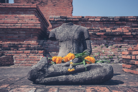 A Buddha Statue at Wat Mahathat in Thailandの写真素材