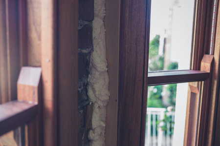 New windows being fitted with expanding foam