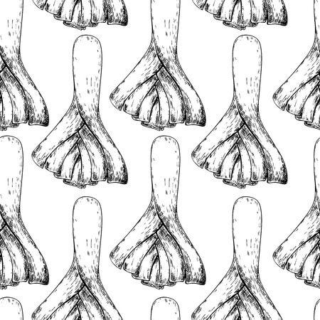 A Vector hand drawn seamless pattern of leeks onion. Farm vegetables. Engraved art. Organic sketched objects. restaurant, menu, grocery, market store party mealのイラスト素材