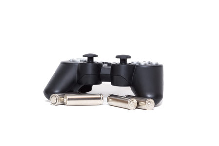 the wireless gamepad from the game console and the batteries for it