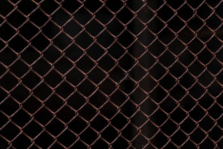 an old and rusty mesh chain link fence enclosing the site