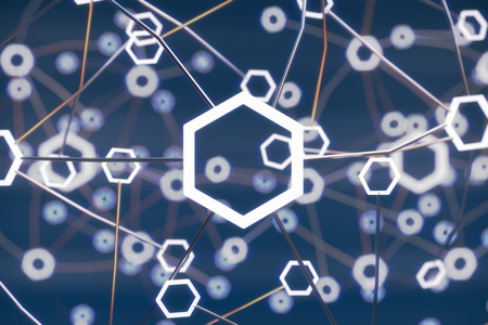 Blockchain network concept. 3d illustrationの写真素材