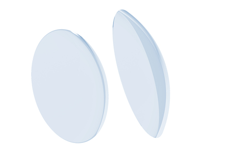 Two contact lenses close-up on white background. 3d illustrationの写真素材