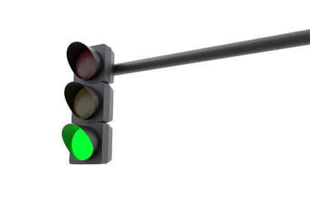 Green traffic light isolated on white background. 3D illustrationの写真素材
