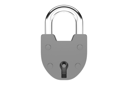 Stainless padlock isolated on the white background.の写真素材