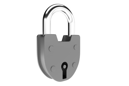 Stainless padlock isolated on the white background.の写真素材